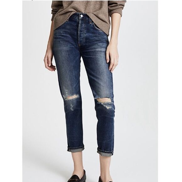 Citizen of Humanity Liya High Rise Classic Fit Crop Button Fly Jeans Made USA - Picture 1 of 16